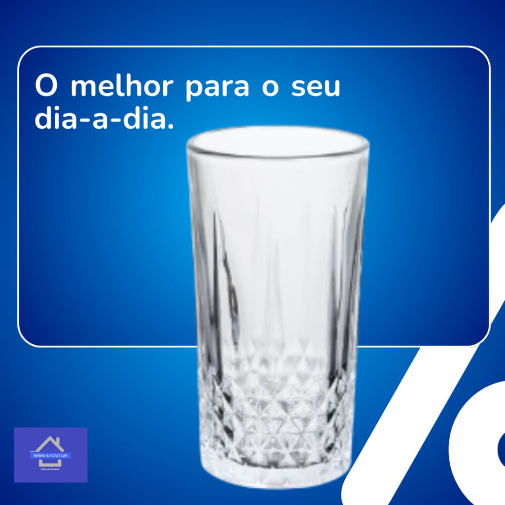 Copos de Vidro 280ml Kit 6 Unidades Transparente para Água Suco Bebidas Alta Qualidade Duráveis