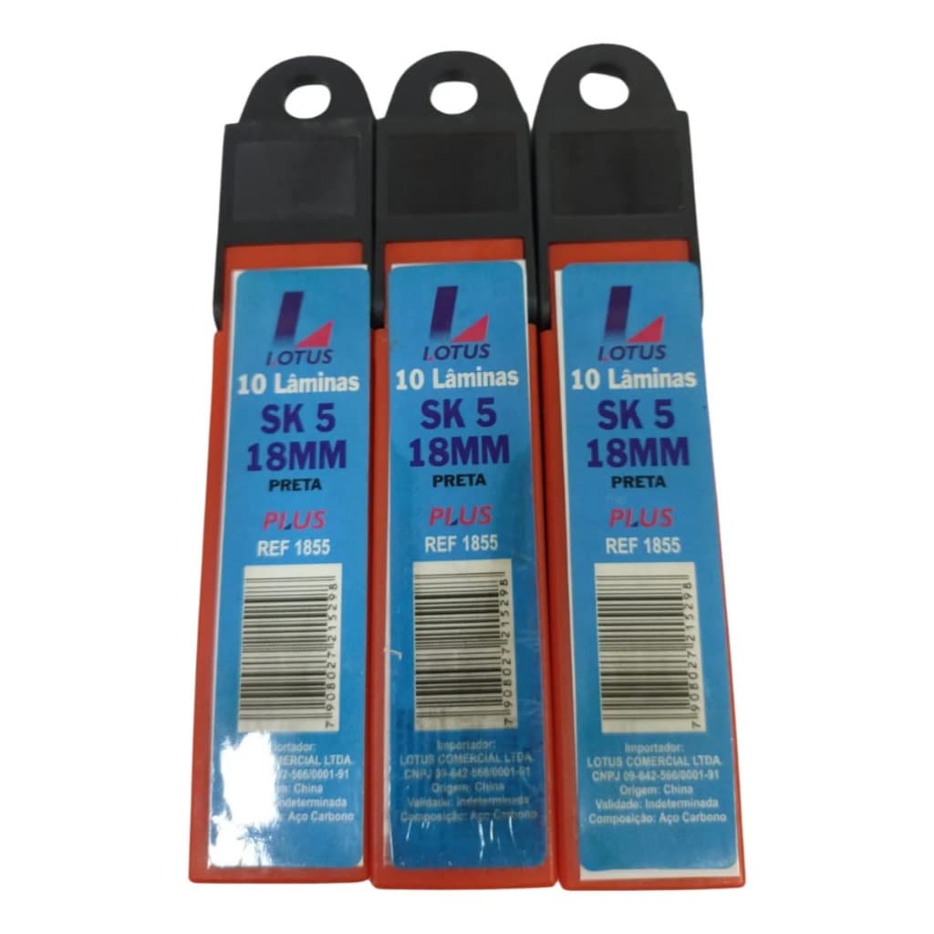 Kit 30 Lâminas Estilete Reforçada 18mm SK5 Aço Plus Lotus
