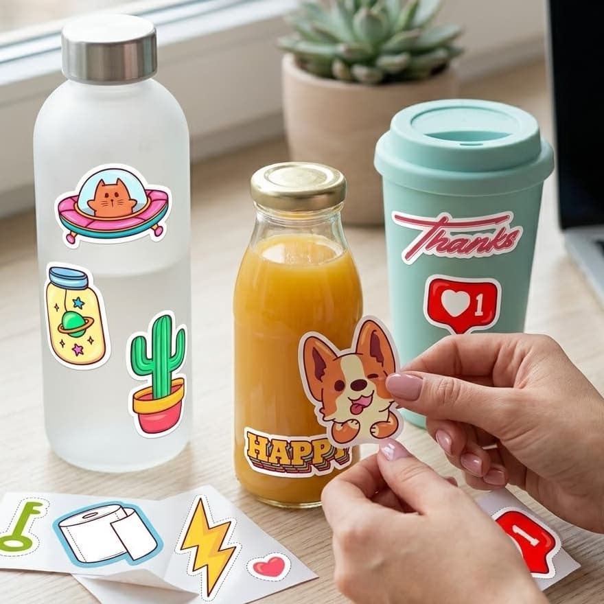 Kit 10 Adesivos Stickers Premium Vinil - Resistentes para Garrafa, Notebook e Celular