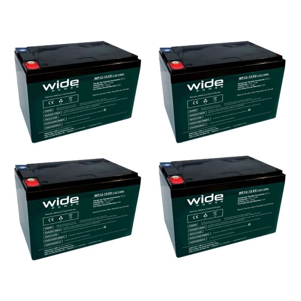 KIT 4 UNIDADES DA 12V 12AH PARA BICILETA ELETRICA E PATINETES ELETRICOS.