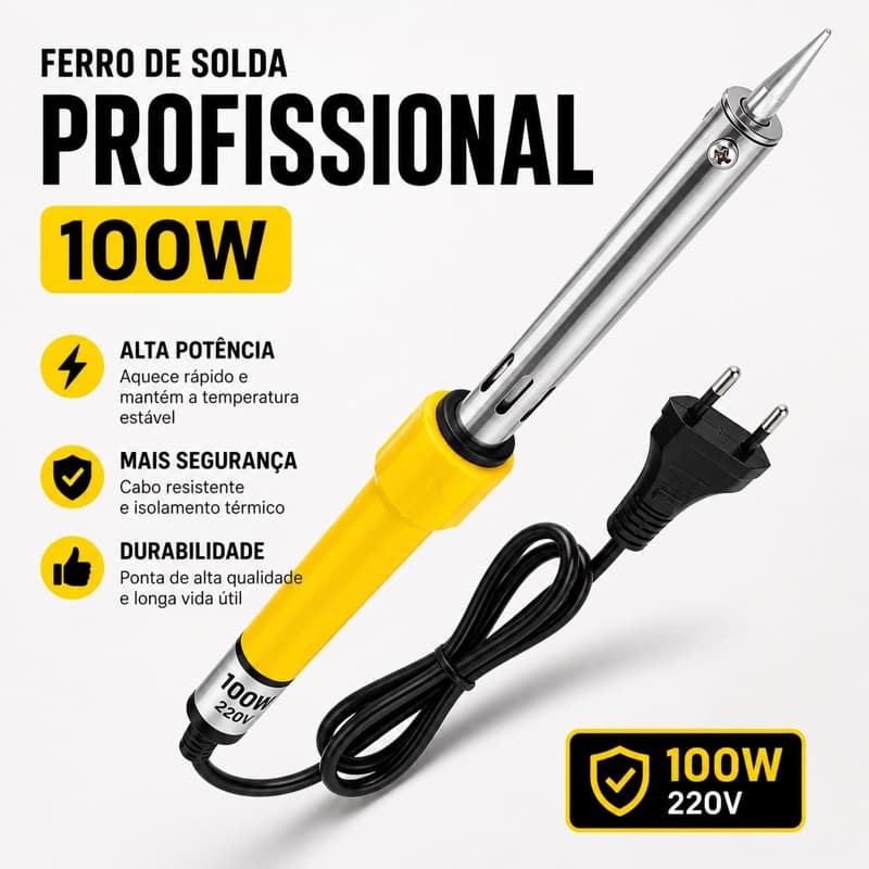 Ferro Solda Profissional 100W 220V Alta Potencia Eficiência Durabilidade Eletronica