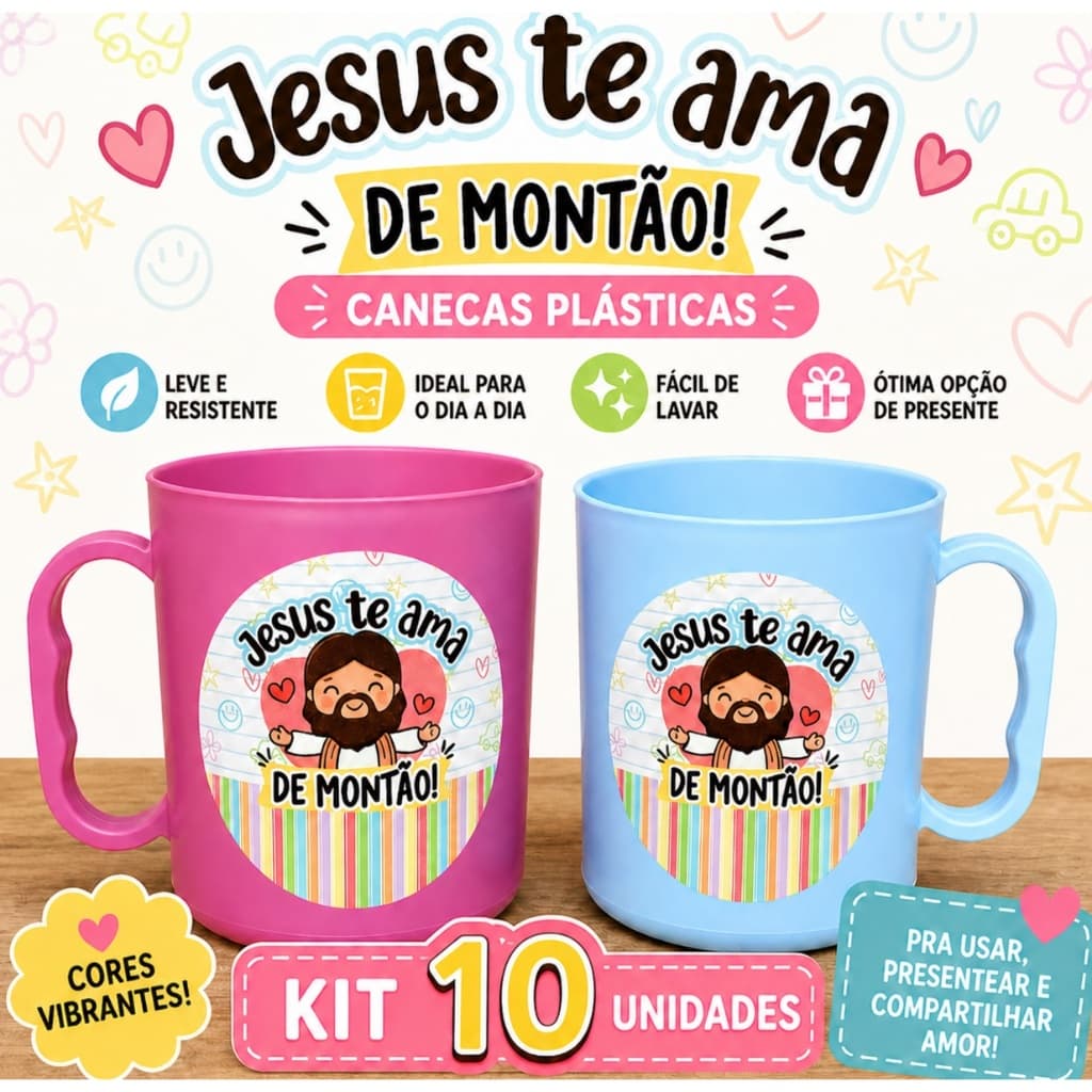10 Canecas coloridas feliz natal jesus te ama lembrancinha igreja culto criança pronta entrega promo