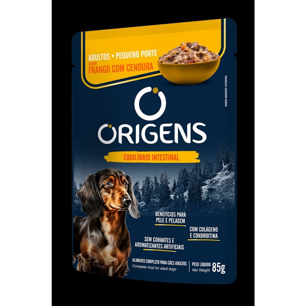 Sachês Origens Frango 85g para Cães Adultos de Pequeno Porte