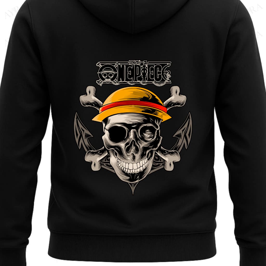 Moletom Anime One Piece Estampado Unissex Flanelado Capuz Streetwear Inverno