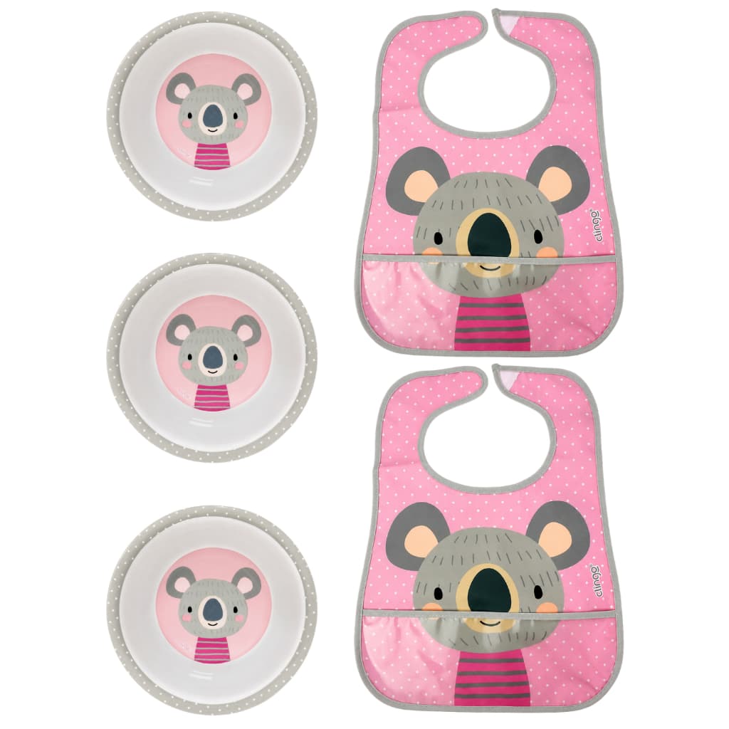 Kit 3 Tigelas + 2 Babadores Impermeáveis Prato Infantil Introdução Alimentar Coala