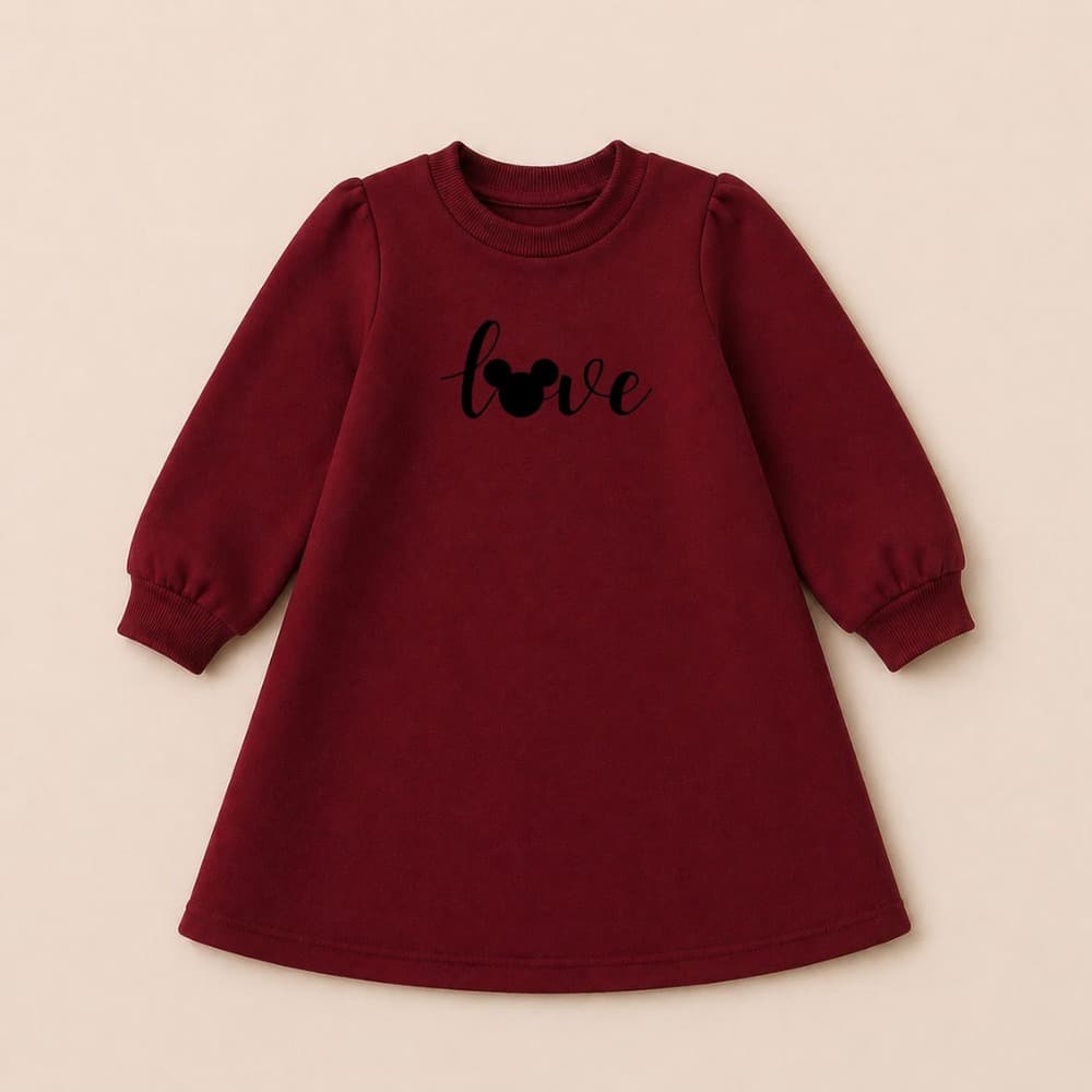 Vestido Infantil Moletom menina Love Frio Inverno Agasalho Sobretudo Roupa Para Menina Estiloso Estampado Varias Cores