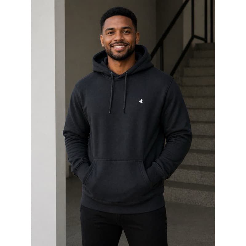 Moletom Masculino Canguru Blusa Casaco  Algodão Casual Bordado