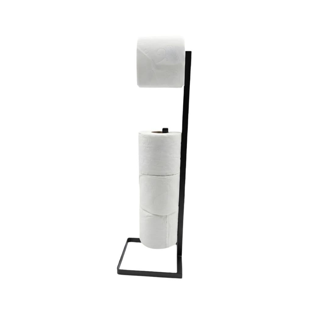 Suporte Porta Rolo Papel Higienico Papeleira De Chao Preto