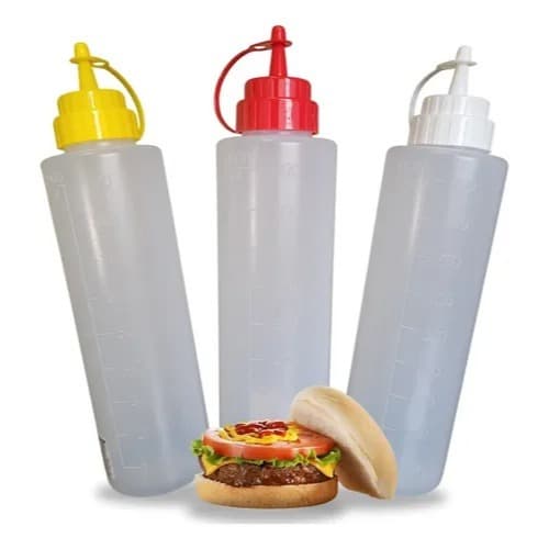 Kit 3 Bisnagas De 1l Pra Ketchup Molhos Mostarda Lanchonetes