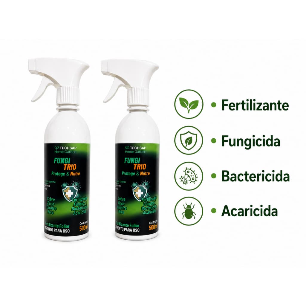 KIT 2 Fertilizante Fungicida para Plantas e Orquídeas Pronto para Uso Foliar Bactericida Acaricida