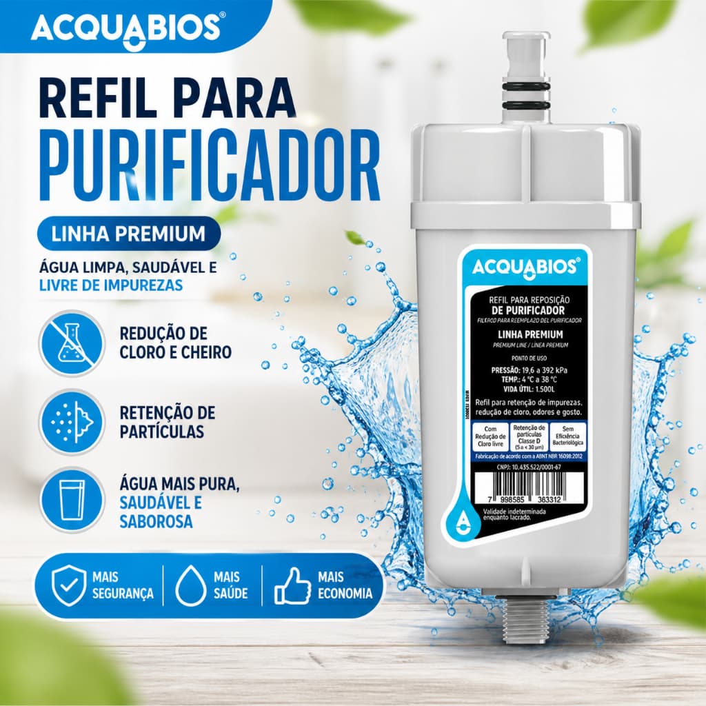 Refil Filtro Acqua Premium Acquabios Cor Branco