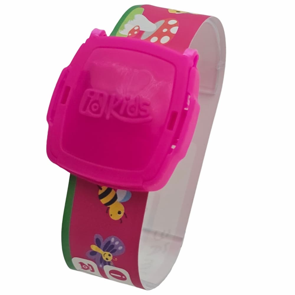 Pulseira de Identificação Infantil IDKIDS ROSA Viagem Praia Aeroporto