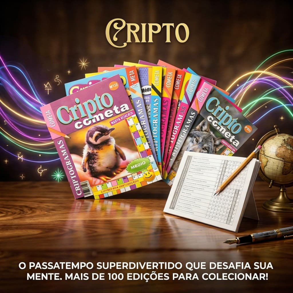 KIT 25 Revistas Cripto / Criptograma | Passatempos de Lógica e Decodificação | Jogos Exclusivos