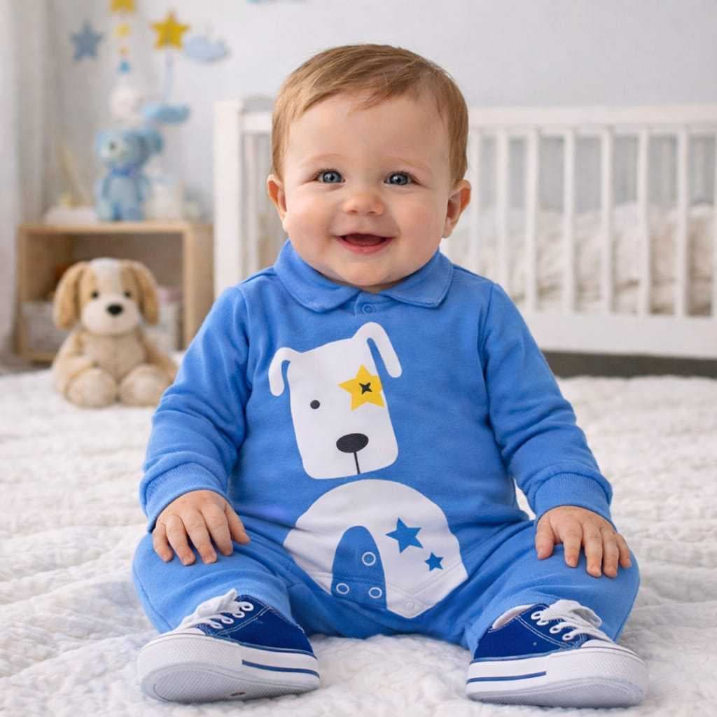 Macacão bebê menina e menino Tema Cachorrinho
