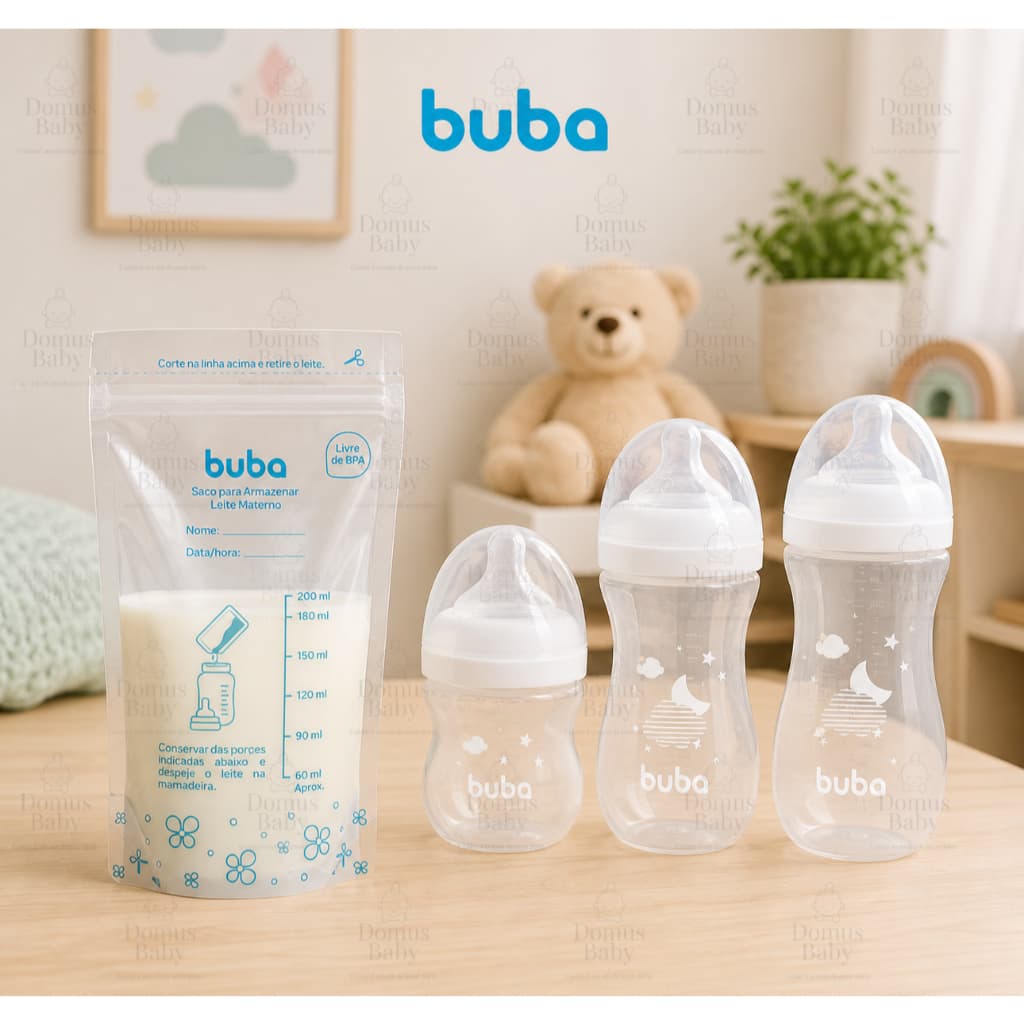 Kit 3 Mamadeiras Easy Buba Original + Sacos para Armazenar Leite Materno