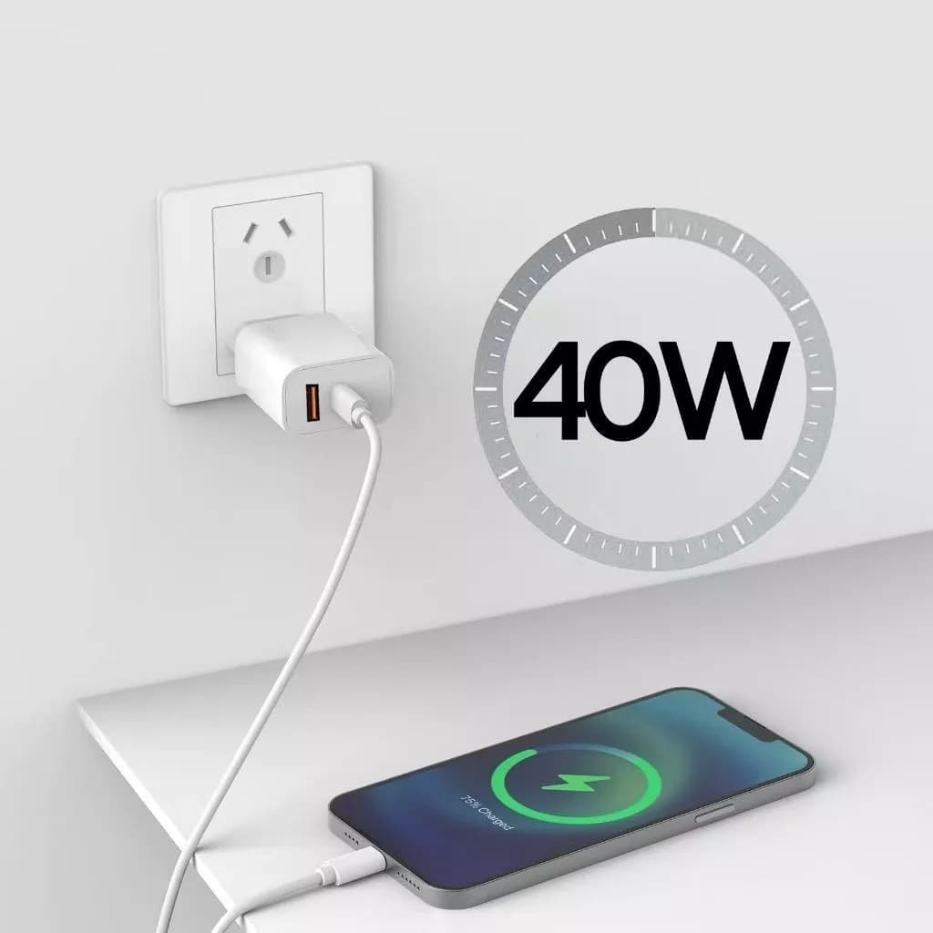 Carregador Turbo 40W Tipo C Com Cabo USB-C/USB-C Linghting1m Carregamento Rápido