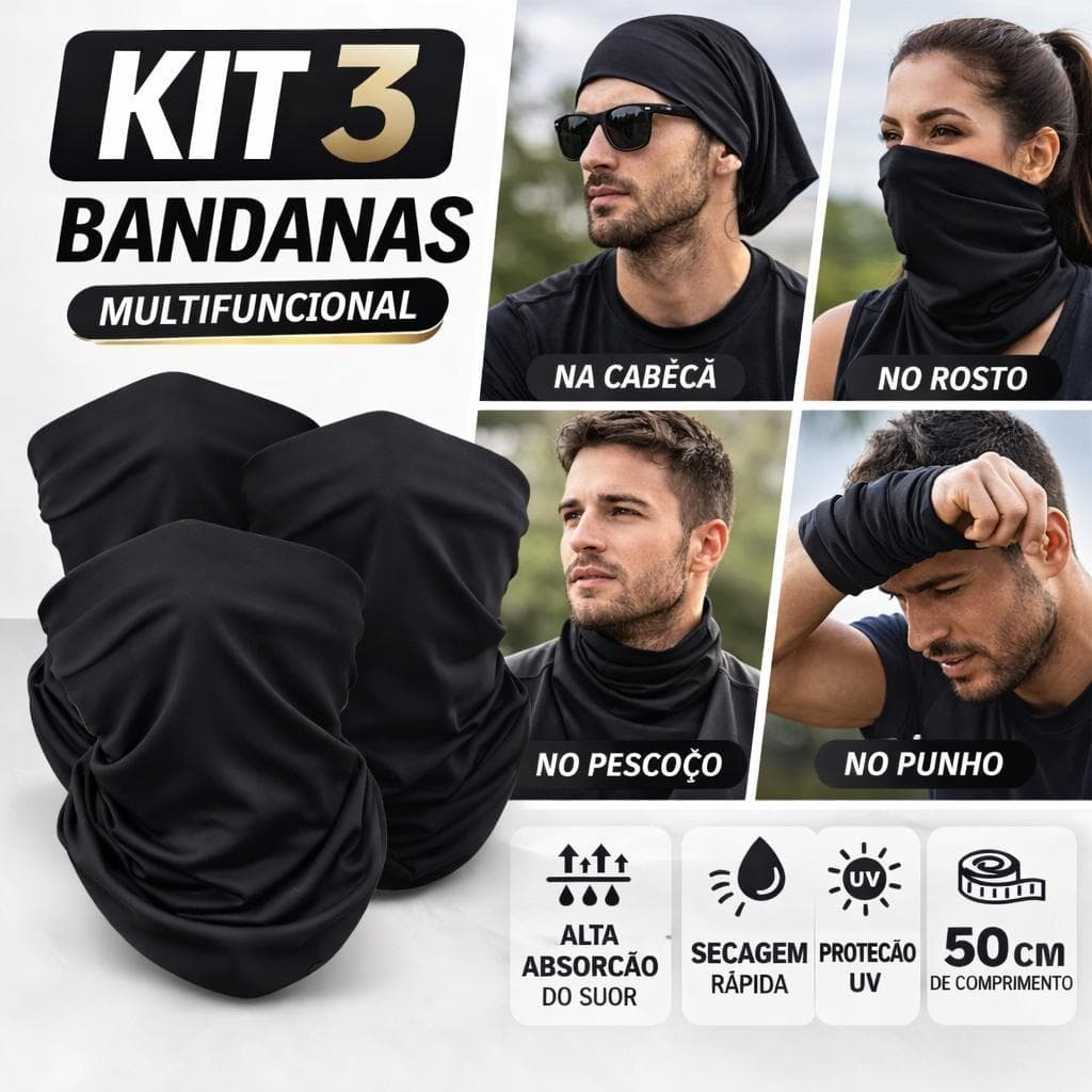 kit 3 bandanas Tubular Ciclismo Balaclava UV50+