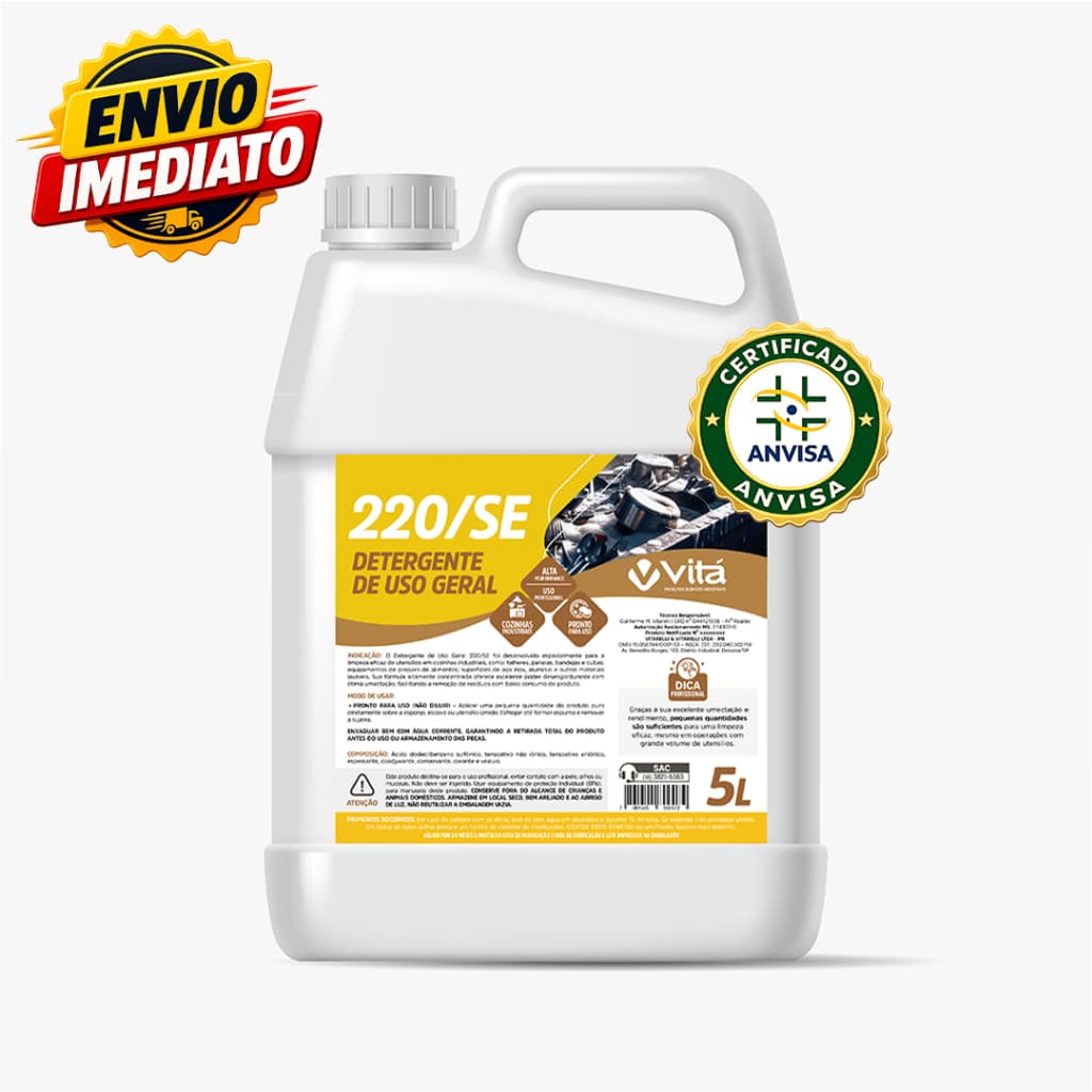 Detergente Desengordurante Cozinha 5L Pronto Uso Limpa Panelas Utensílios Profissional Certificado ANVISA