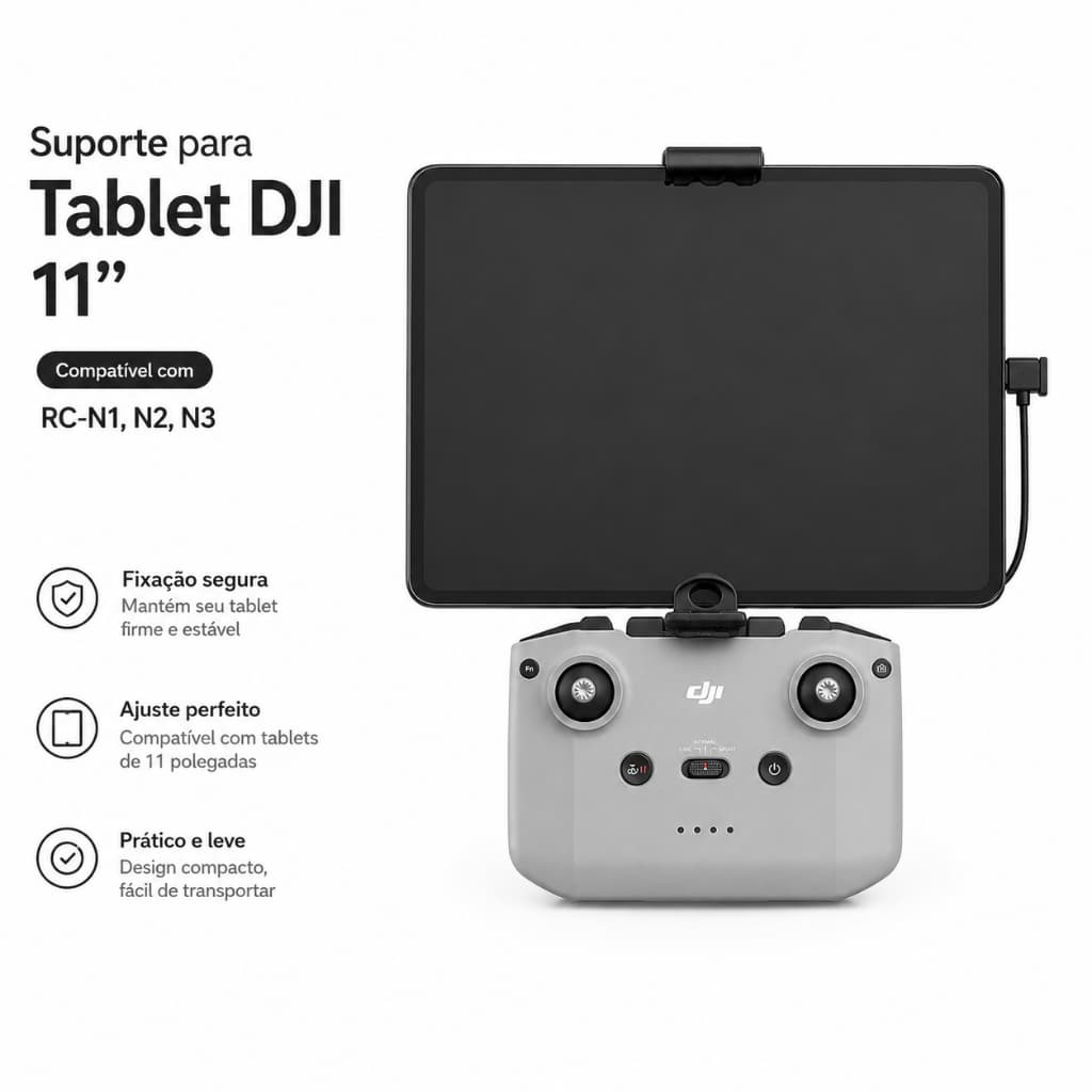 Suporte para Tablet 11” Drone DJI Mini / Air / Mavic DJI / Controle RC-N1 / RC-N2 / RC-N3 | Adaptador Tablet Drone
