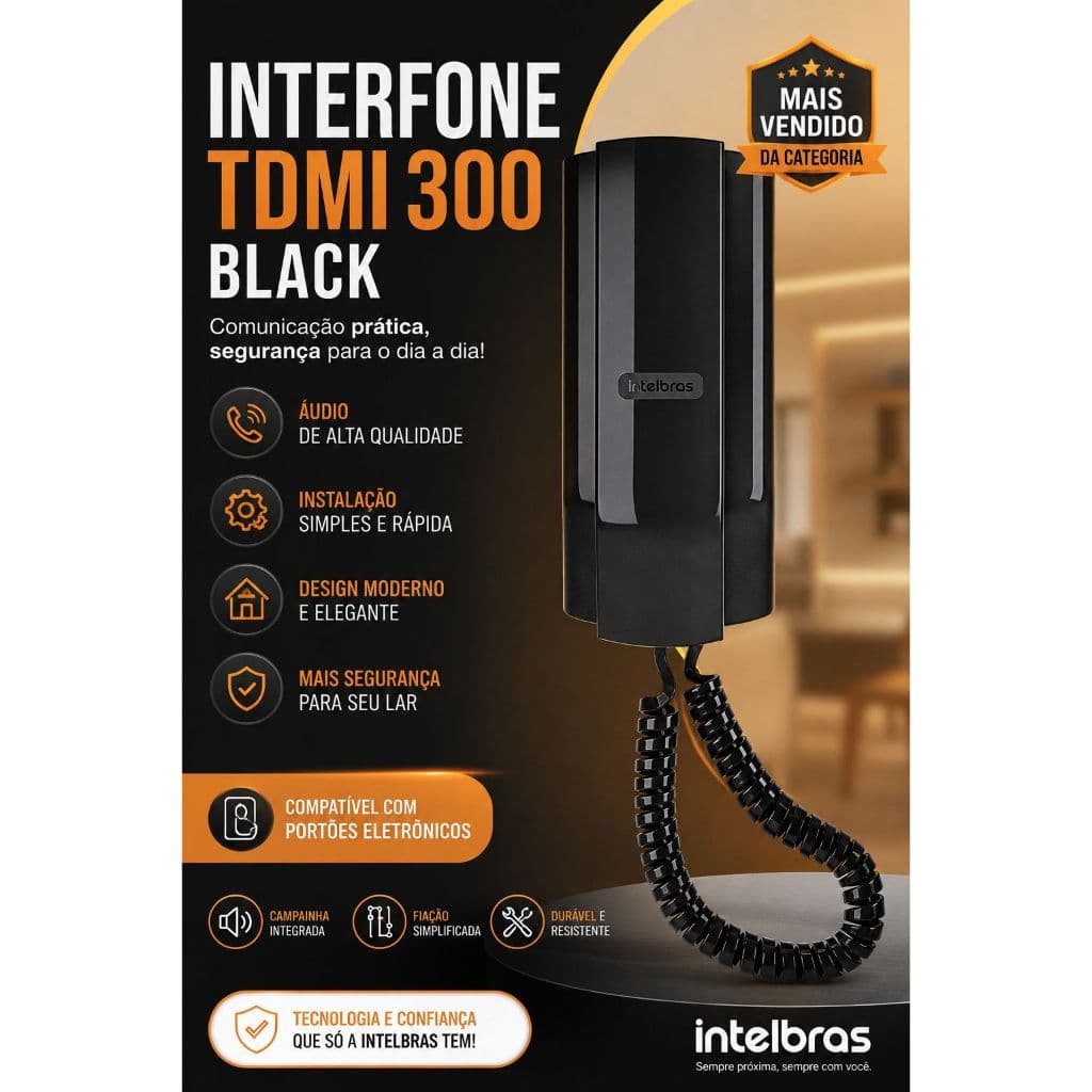 Interfone Residencial Intelbras TDMI 200-300 Preto Original