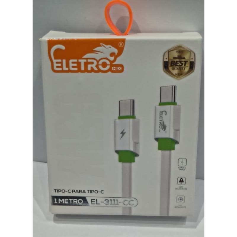 Cabo Tipo-C para Tipo-C ELETRO MEX – 1 Metro | Carga Rápida e Alta Velocidade ⚡