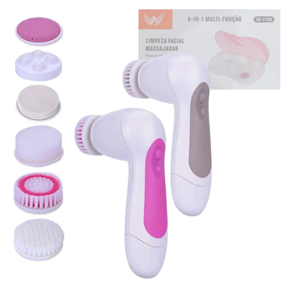 Escova Massageadora Limpeza Facial Eletrica Rotativa 6 em 1