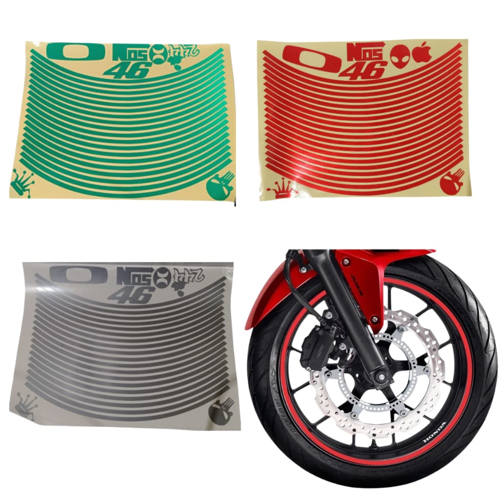 Friso Refletivo para Roda de Moto  Fita Adesiva Reflexiva Alta Visibilidade + Estilo Esportivo cores