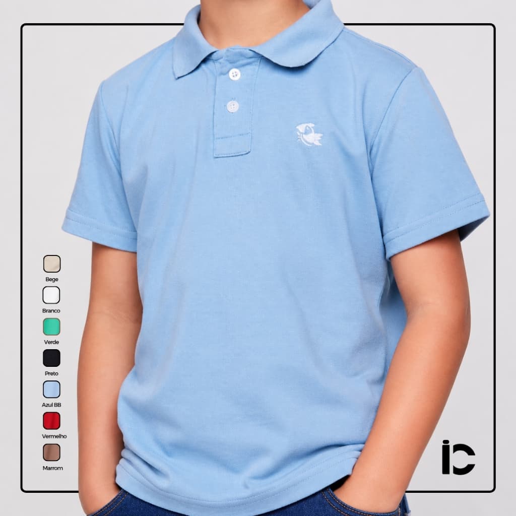 Polo Infantil Menino Camisa Manga Curta Algod茫o Piquet