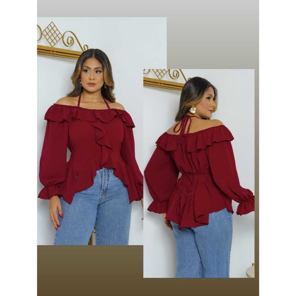Blusa Ciganinha, Ombro a Ombro, Blusa com Babados, Estilo Romântico, Moda Feminina, Blusa Social, Elegante