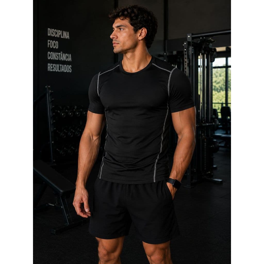 Camisa De Treino Compressão Masculina Dry Fit Manga Curta Academia Treino Fitness Corrida Esporte Respirável