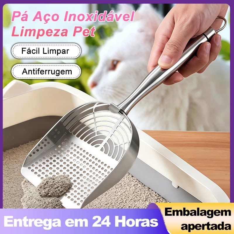 Pá De Areia Aço Inoxidável Rede Fina Antiferrugem Resistente Prática para Cães e Gatos Filtragem Rápida