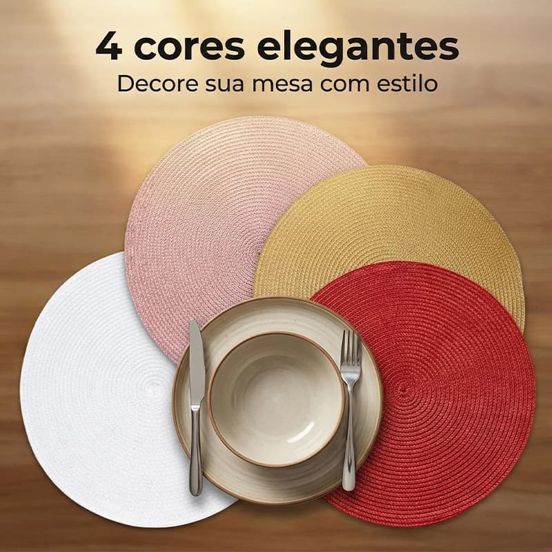 Kit 3-12 Peças Jogo Americano Redondo Sousplat 38cm Mesa Posta Cozinha Jantar Decorativo Natal