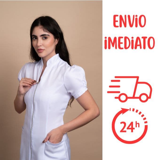 Jaleco Feminino Acinturado Zíper Prata Manga Princesa ENVIO RÁPIDO
