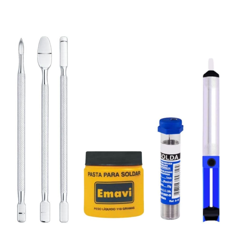 Kit Pasta De Solda Estanho Sugador Acessórios + Espátulas