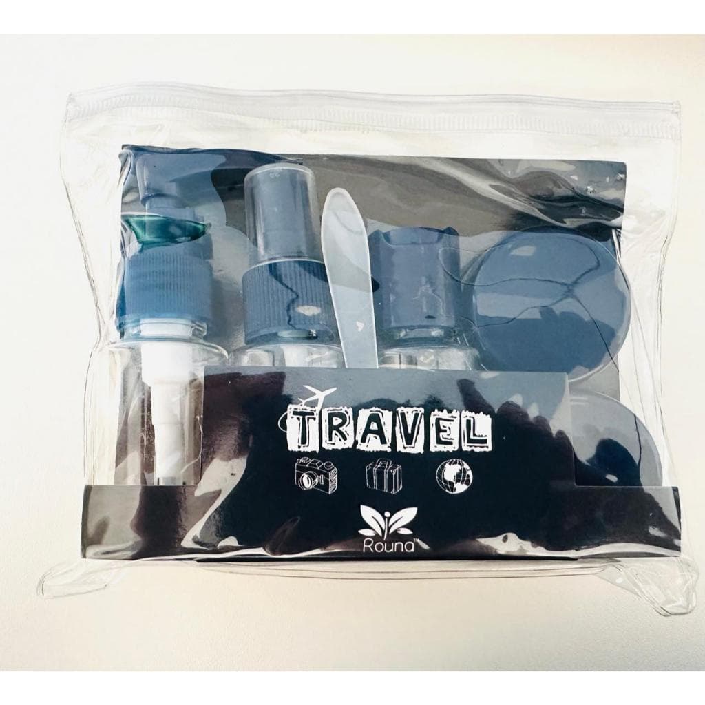 Kit Frascos Para Viagem 7 Peças Necessaire Transparente – Porta Shampoo Creme Perfume Avião