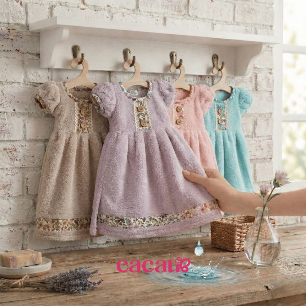 Bate Mão Vestidinho Atoalhado Decoração Cozinha Pia Toalha Felpuda Floral Pano Decorativo