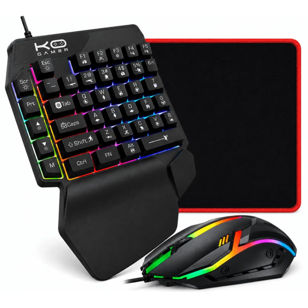 Kit Teclado e Mouse Gamer Com Fio Usb Led RGB MousePad Speed