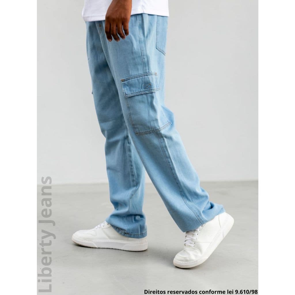 Calca Cargo Masculina Oversized Bolsos Laterais Utilitárias Cos Elástico Ajustável