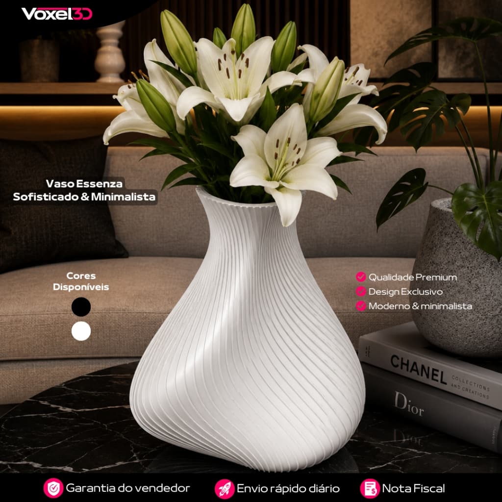 Vaso Essenza Decorativo Sofisticado Minimalista Moderno Elegante para Sala Quarto e Escritório