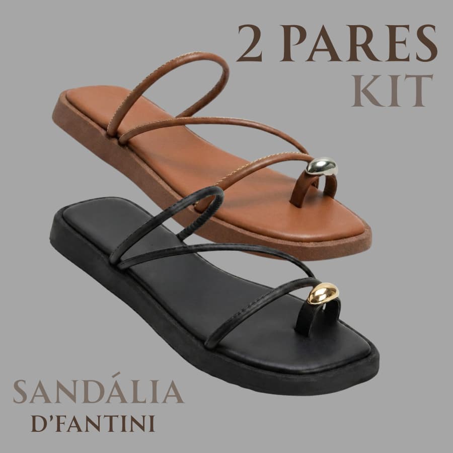 kit 2 sandalia feminina papete leve e macia detalhe metalizado no dedo