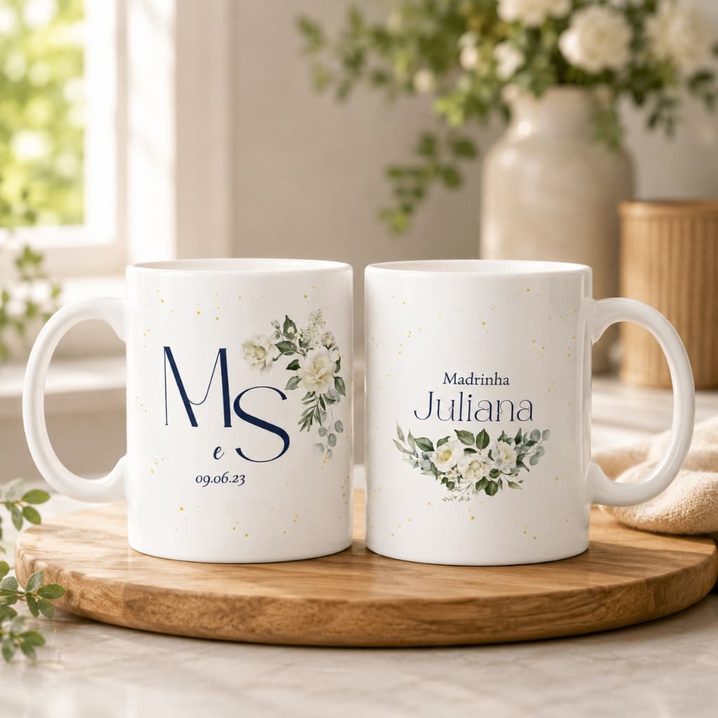 Caneca Personalizada com Nome Padrinho Madrinha Mãe Pai para Casamento Xícara