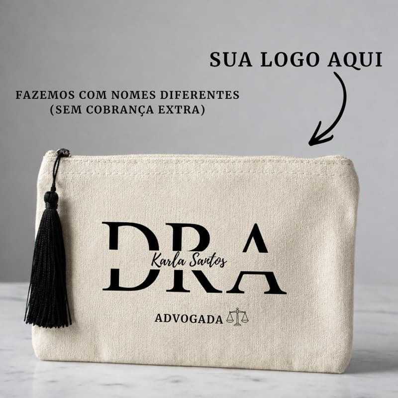 kit bolsinha COM NOME | brinde para empresa | presente com nome | necessaire personalizada algodão cru