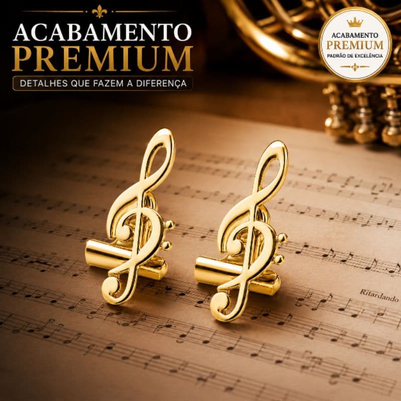 Prendedores de Partitura Luxo Clave de Sol e Fá com Fixação Perfeita + Case em Couro Ecológico Premium