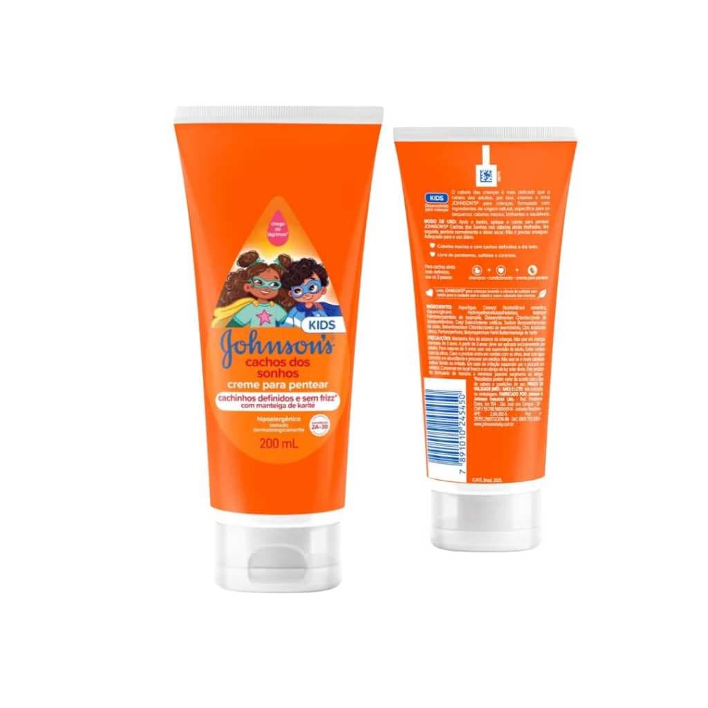 Johnson's Baby Creme Para Pentear Cachos dos Sonhos 200ml - Hidratação e Definição para Cacheados