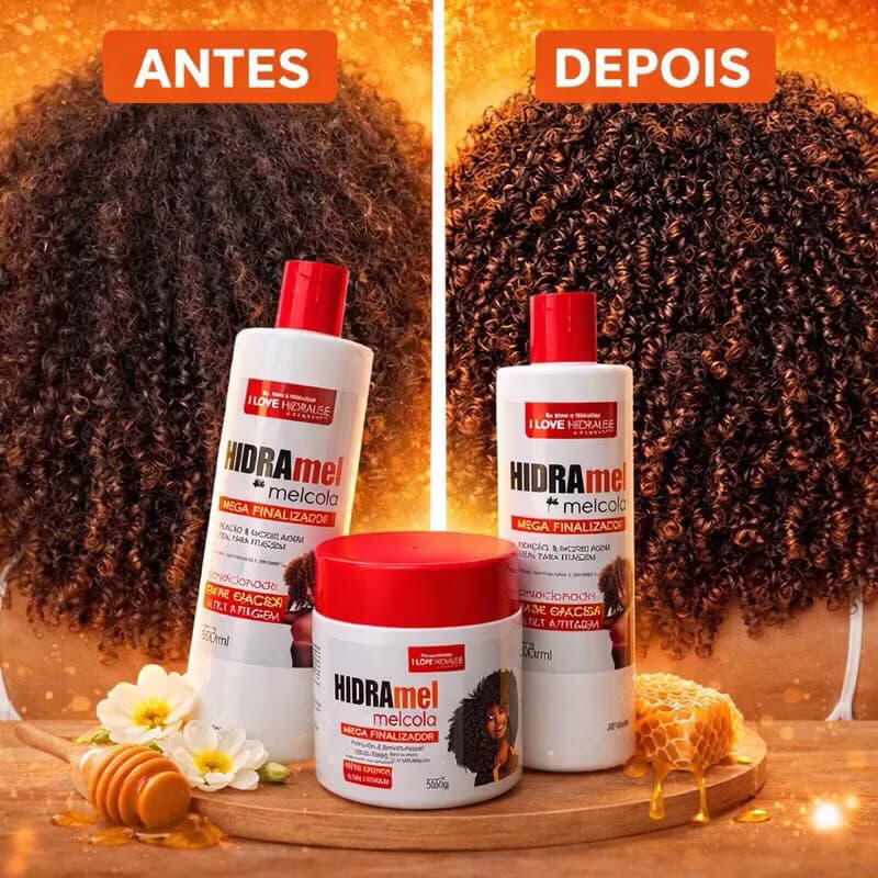 Kit  3x1 Shampoo +Condicionador+ Mel cola . Tratamento completo para cabelos cacheados/ crespos / kit completo/ hidramel