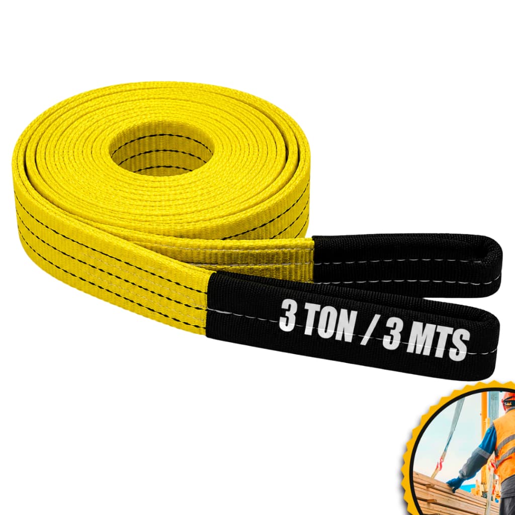 Cinta Elevação Carga 3ton 3m Olhal Reforçado Profissional Brava Adventure Amarelo