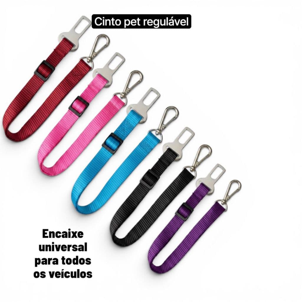 cinto de segurança pet para todos os portes regulável e segura para viagem ou passeio