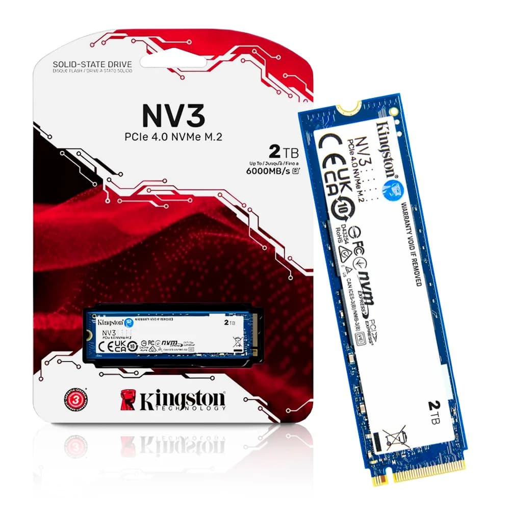 SSD Kingston NV3 2TB M.2 2280 PCIe 4.0 NVMe Leitura 6000MB/s Gravação 5000MB/s para PC e Notebook