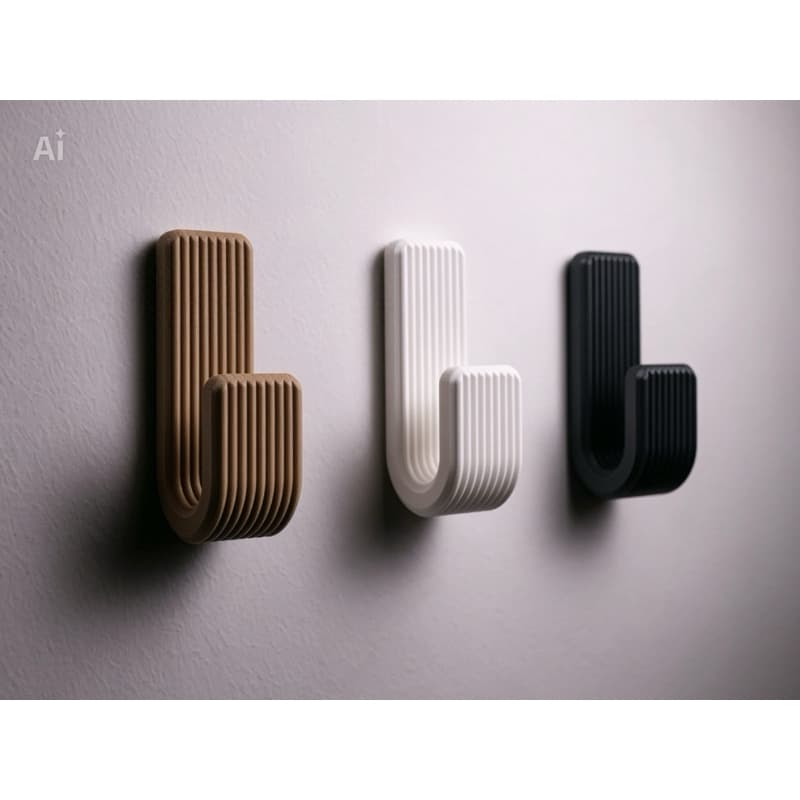 Gancho Decorativo Minimalista Sem Furo | Preto Branco Bege