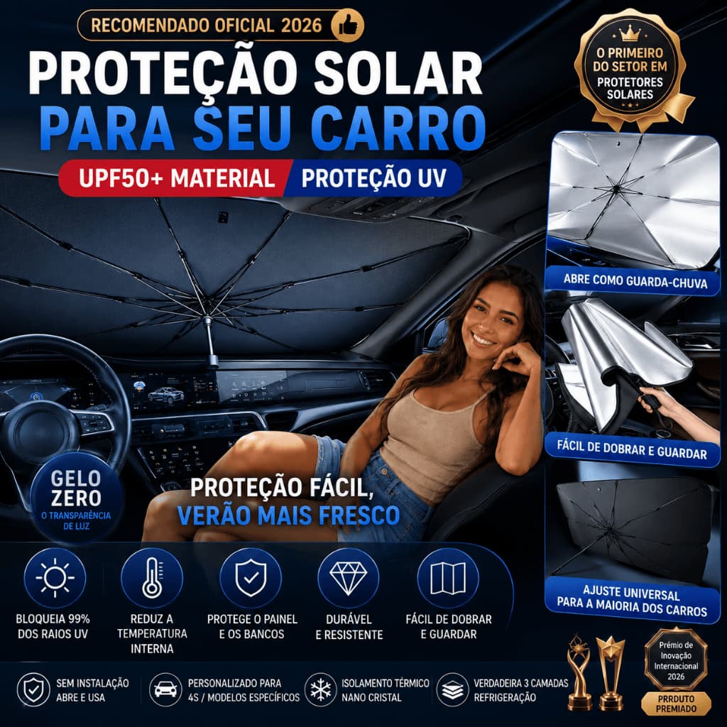 Para Sol Carro Retrátil Tipo Guarda-Chuva Bloqueio UV Proteção Contra Calor